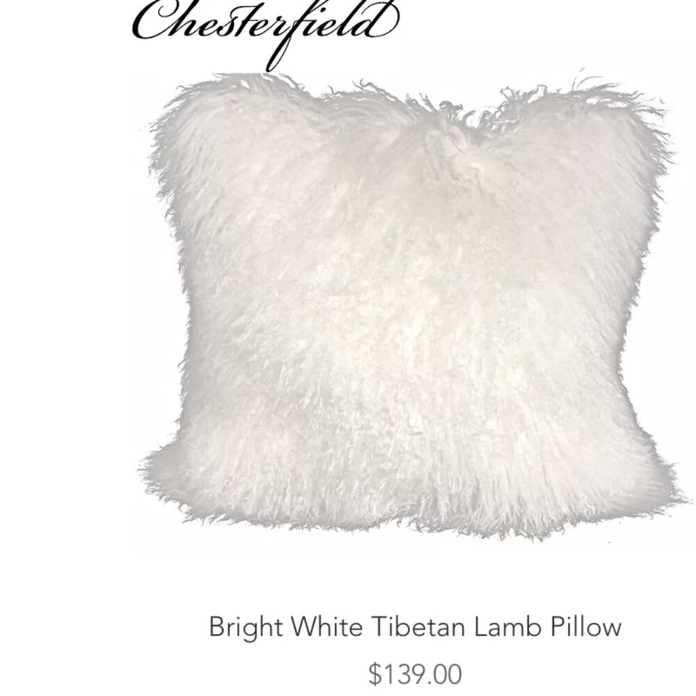 Throw Pillow Mongolian Fur / Tibetan Lamb Throw Pillow – White – 18x18 - Picture 11 of 11